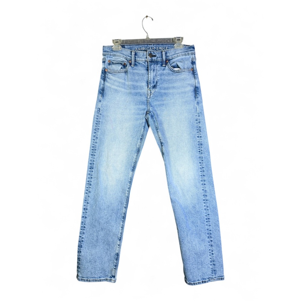 American Eagle Easyflex Straight Leg Jeans Light Wash Blue Mens 28x30 Denim